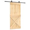 vidaXL Schuifdeur Naturel en Zwart 95 x 210 cm Massief Grenenhout