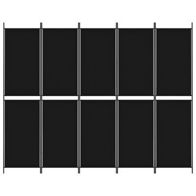 vidaXL Kamerscherm met 5 panelen 250x200 cm stof zwart