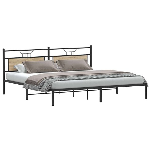 vidaXL Bedframe zonder matras 193x201cm spaanplaat sonoma eikenkleurig