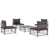 vidaXL 5-delige Loungeset met kussens poly rattan antracietkleurig
