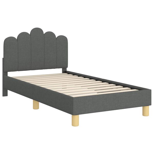 vidaXL Peuterbedframe met hoofdbord Donkergrijs 80 x 160 cm Stof