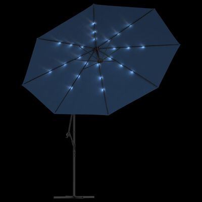 vidaXL Zweefparasol met LED-verlichting 350 cm azuurblauw