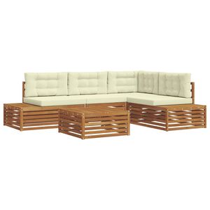 vidaXL Buiten bankenset met kussen 5 Stuk Natuurlijk en Cr&egrave;me