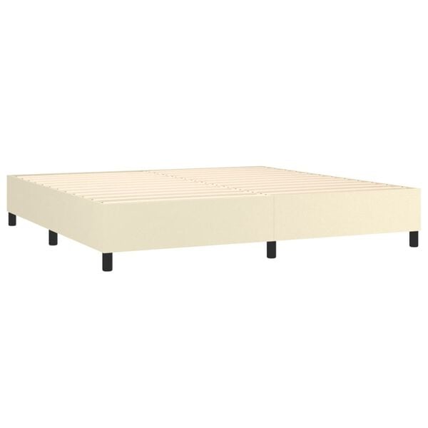 vidaXL Boxspring met matras kunstleer cr&egrave;mekleurig 200x200 cm