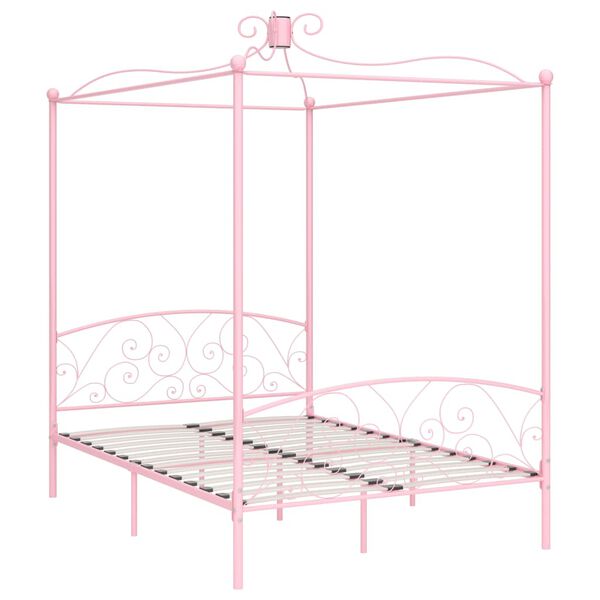 vidaXL Hemelbedframe metaal roze 140x200 cm