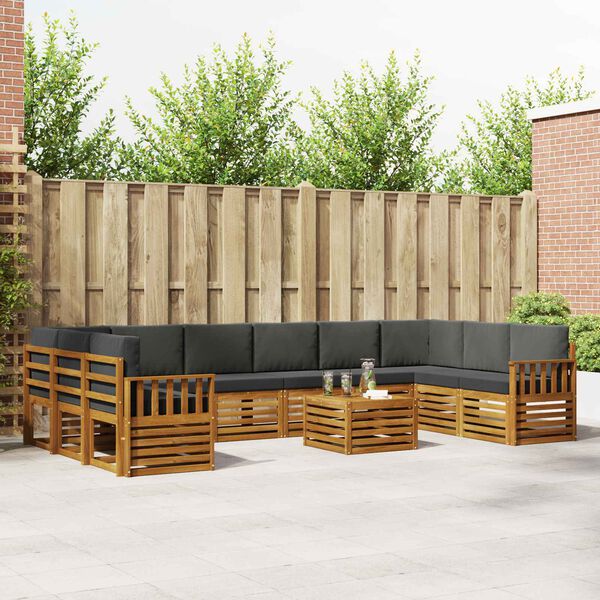 vidaXL Sofa-Sets 11 pcs Natuurlijk en Antraciet Massief Acaciahout