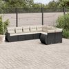 vidaXL 9-delige Loungeset met kussens poly rattan zwart