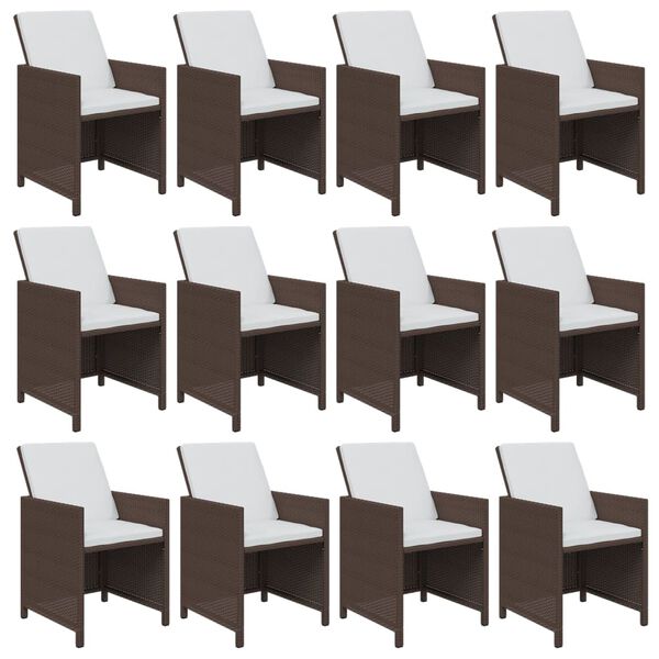 vidaXL 13-delige Tuinset met kussens poly rattan bruin