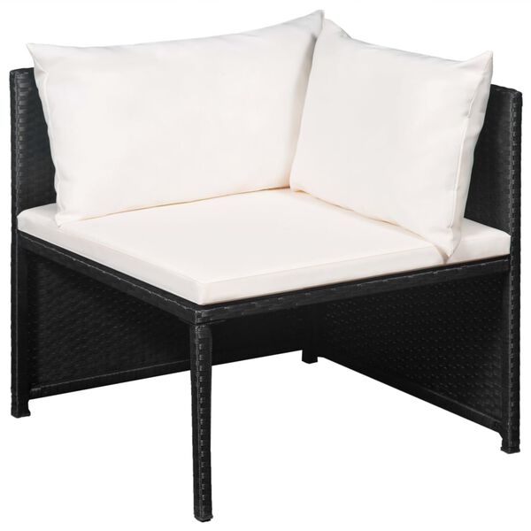 vidaXL 12-delige Loungeset met kussens poly rattan zwart