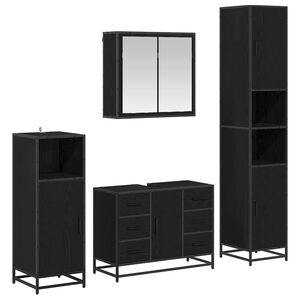 vidaXL Badkamermeubelset met lade 4 pcs Zwart Eiken Bewerkt hout