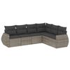 vidaXL 6-delige Loungeset met kussens poly rattan grijs