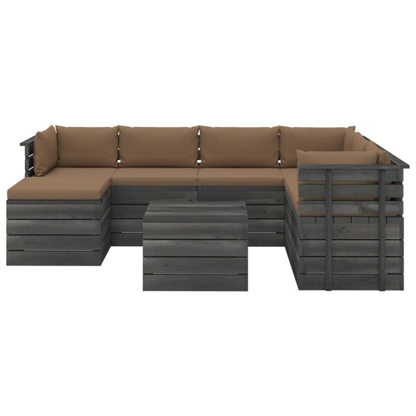 vidaXL 8-delige Loungeset pallet met kussens massief grenenhout