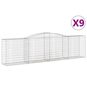 vidaXL Schanskorven 9 st gewelfd 400x50x100/120 cm ijzer
