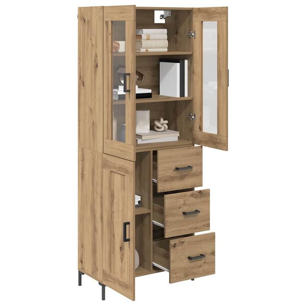 vidaXL Hoge kast met lade 2 pcs Artisan Eiken Bewerkt hout