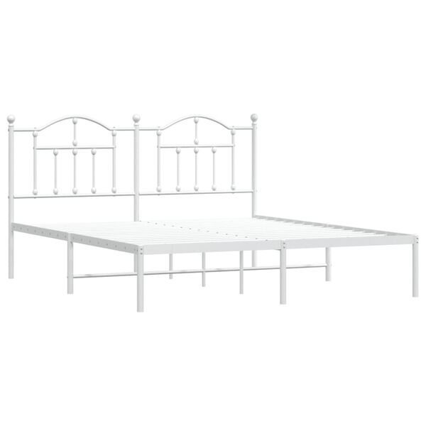 vidaXL Bedframe met hoofdbord metaal wit 180x200 cm