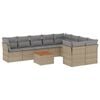 vidaXL 10-delige Loungeset met kussens poly rattan beige