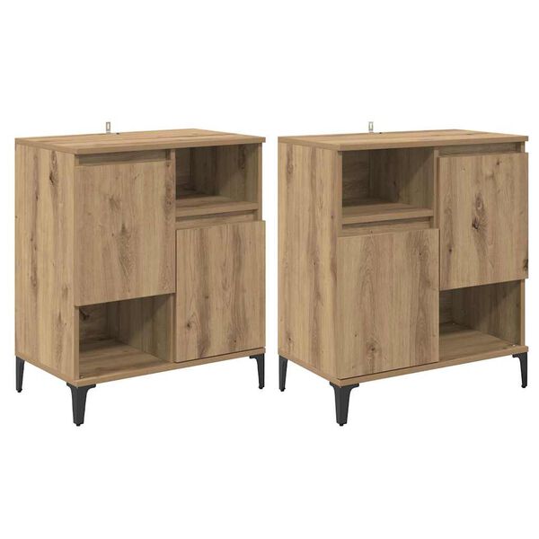 vidaXL Dressoirs 2 pcs Artisan Eiken 60 x 35 x 70 cm Bewerkt hout