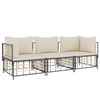 vidaXL 3-delige Loungeset met kussens poly rattan antracietkleurig