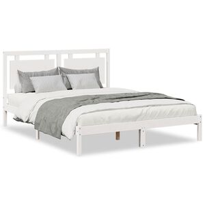 vidaXL Bedframe extra lang zonder matras massief hout wit 160x220 cm