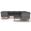 vidaXL 9-delige Loungeset met kussens poly rattan grijs