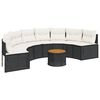 vidaXL Tuinbank met tafel en kussens halfrond poly rattan zwart