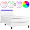 vidaXL Boxspring met matras en LED kunstleer wit 90x190 cm