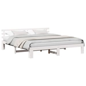 vidaXL Bedframe met hoofdeinde Wit 200 x 200 cm Massief grenenhout