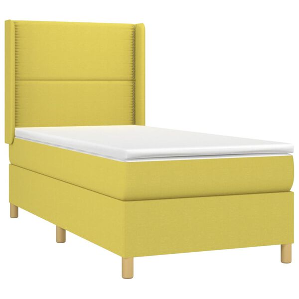 vidaXL Boxspring met matras en LED stof groen 90x200 cm