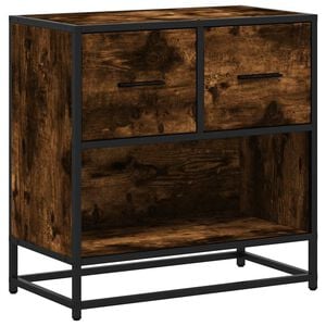 vidaXL Nachtkastje 60x31x60 cm bewerkt hout en metaal gerookt eiken