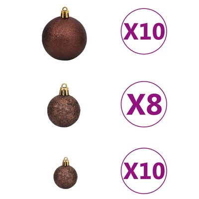 vidaXL Kunstkerstboom met LED's en kerstballen en dennenappels 210 cm