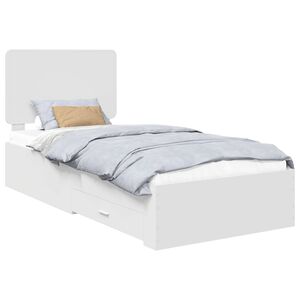 vidaXL Bedframe met hoofdeinde met lade Wit 90 x 190 cm Bewerkt hout