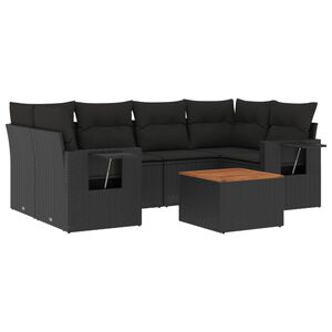 vidaXL 7-delige Loungeset met kussens poly rattan zwart