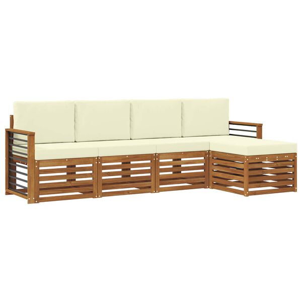 vidaXL Sofa-Sets 5 pcs Natuurlijk en Cr&egrave;me Massief Acaciahout