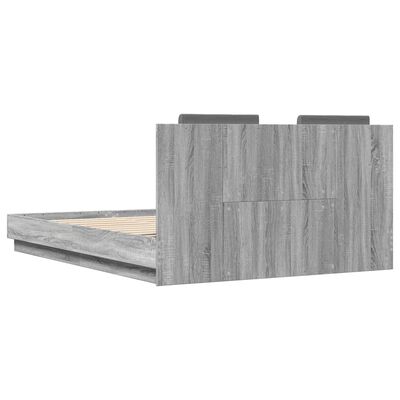 vidaXL Bedframe met hoofdeinde bewerkt hout grijs sonoma 120x200 cm