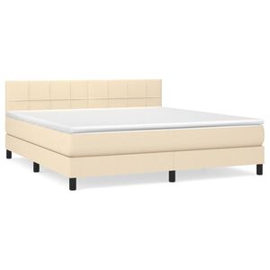 vidaXL Boxspring met matras stof cr&egrave;mekleurig 160x200 cm