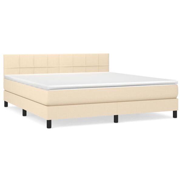 vidaXL Boxspring met matras stof cr&egrave;mekleurig 160x200 cm