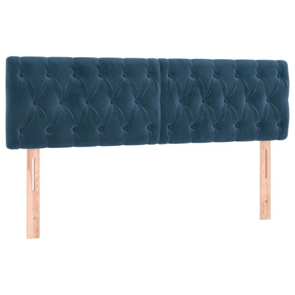 vidaXL Hoofdbord LED 144x7x78/88 cm fluweel donkerblauw