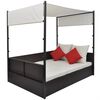 vidaXL Tuinbed met luifel 190x130 cm poly rattan bruin