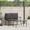 vidaXL Tuin eettafelset met kussen 2 pcs Zwart poly rattan
