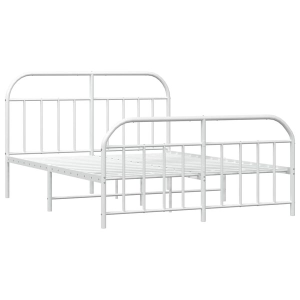 vidaXL Bedframe met hoofd- en voeteneinde metaal wit 150x200 cm