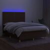 vidaXL Boxspring met matras en LED stof donkerbruin 140x200 cm