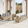 vidaXL Tuinbankenset met kussen met opslag 9 pcs Beige Poly riet
