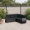 vidaXL 5-delige Loungeset met kussens poly rattan zwart