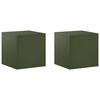 vidaXL Plantenstandaard 2 pcs Olijfgroen 40 x 40 x 40 cm Staal