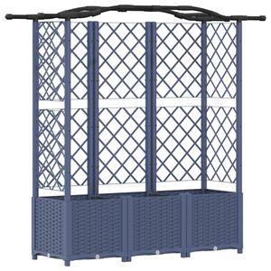 vidaXL Verhoogd Bed met Trellis en Dak Grijs 163 x 40 x 141 cm PP