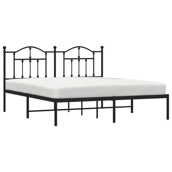 vidaXL Bedframe met hoofdbord metaal zwart 180x200 cm