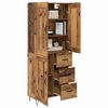 vidaXL Hoge kast met lade Oud Hout 69,5 x 34 x 180 cm Bewerkt hout