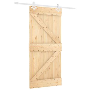 vidaXL Schuifdeur 90 x 210 cm Massief grenenhout Natuurlijk en Wit