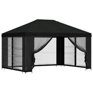 vidaXL Paviljoen met zijwanden 4 &times; 3 m Zwart Polyester en staal