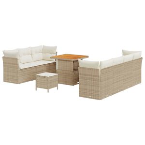 vidaXL Tuin Sofa Set met kussen 10 pcs beige en cr&egrave;mekleurig